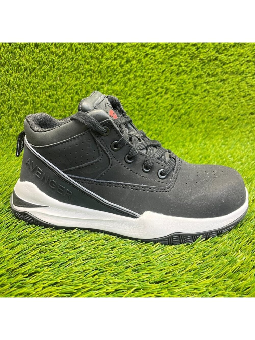 Avenger Reaction Mid Womens Size 6.5 Black White Composite Toe Safety Work Boots